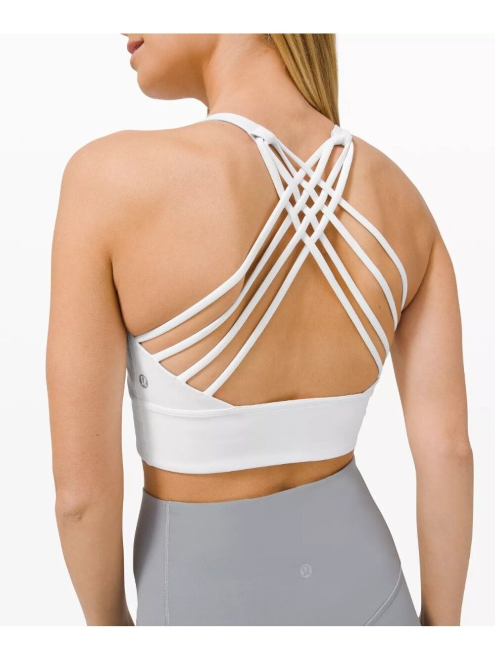 Lululemon Free To Be Wild Sports Bra Size 8 White Strappy Criss Cross Yoga Gym